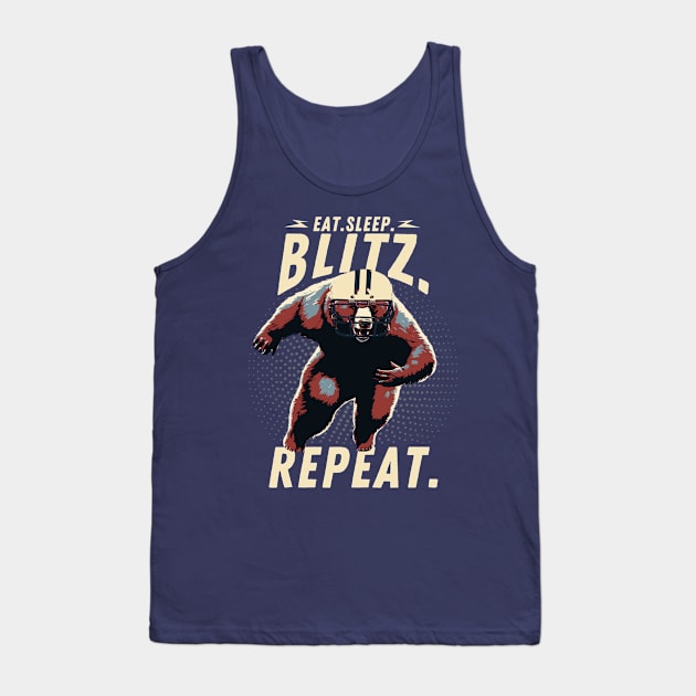 Eat Sleep Blitz Repeat Bear Football Player Tank Top by DesignArchitect